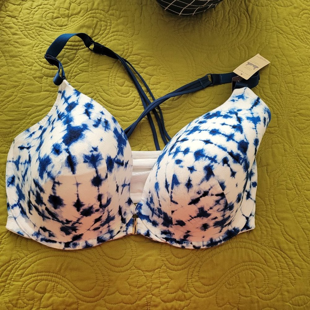 Cacique Bra 40G New with Tags Blue/White Tie Dye